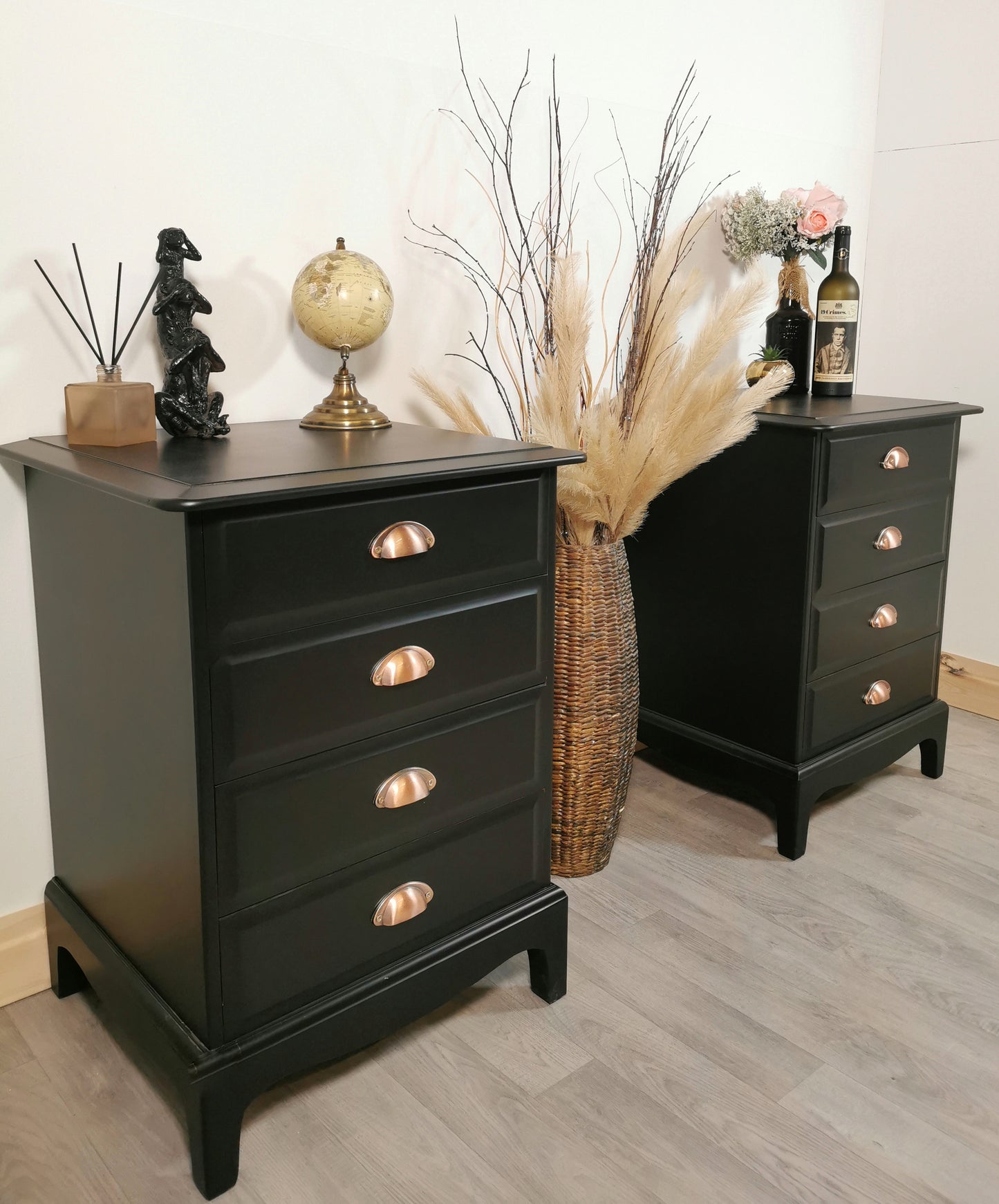 Stag Minstrel 4 Drawer Pair of Bedsides Black