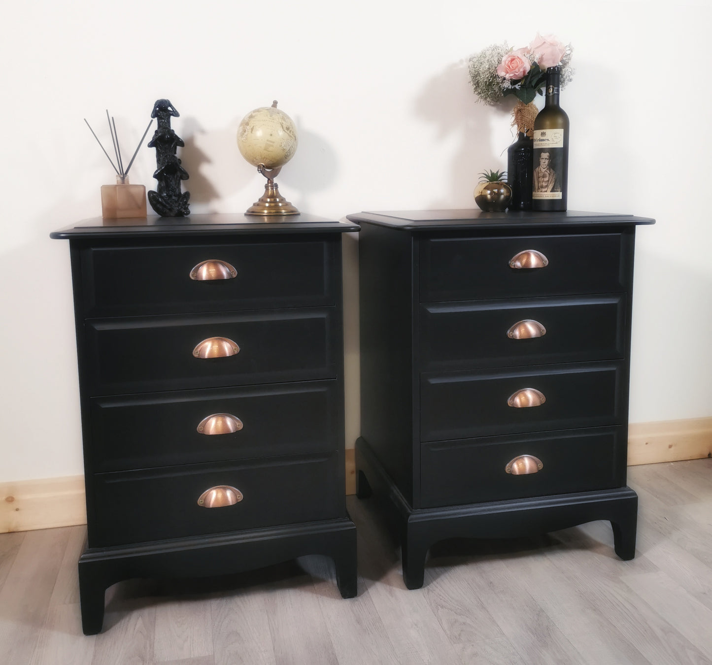 Stag Minstrel 4 Drawer Pair of Bedsides Black