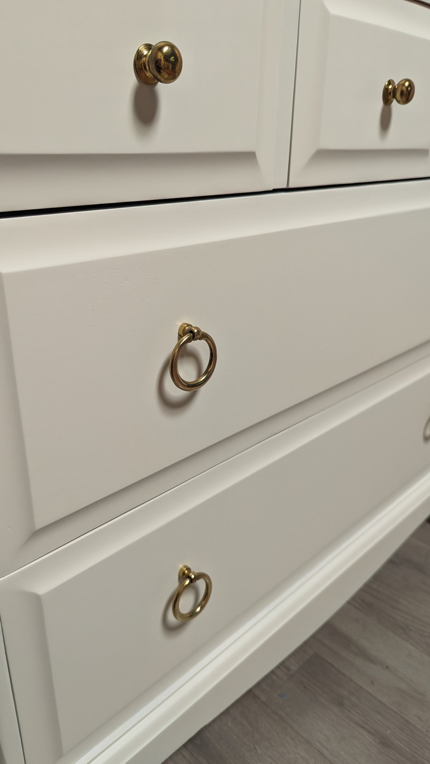 Stag minstrel white tallboy 7 drawer chest of drawers, professionally sprayed white furniture.