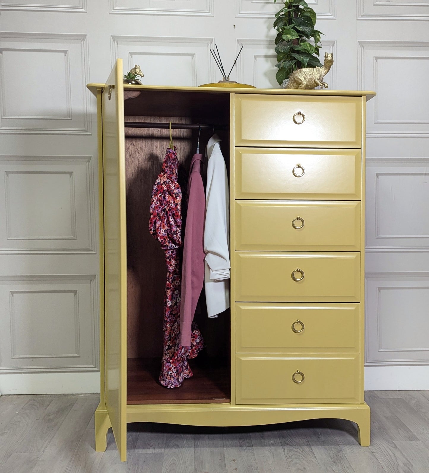 Stag Minstrel Painted Wardrobe Chest | Tallboy Storage with Drawers