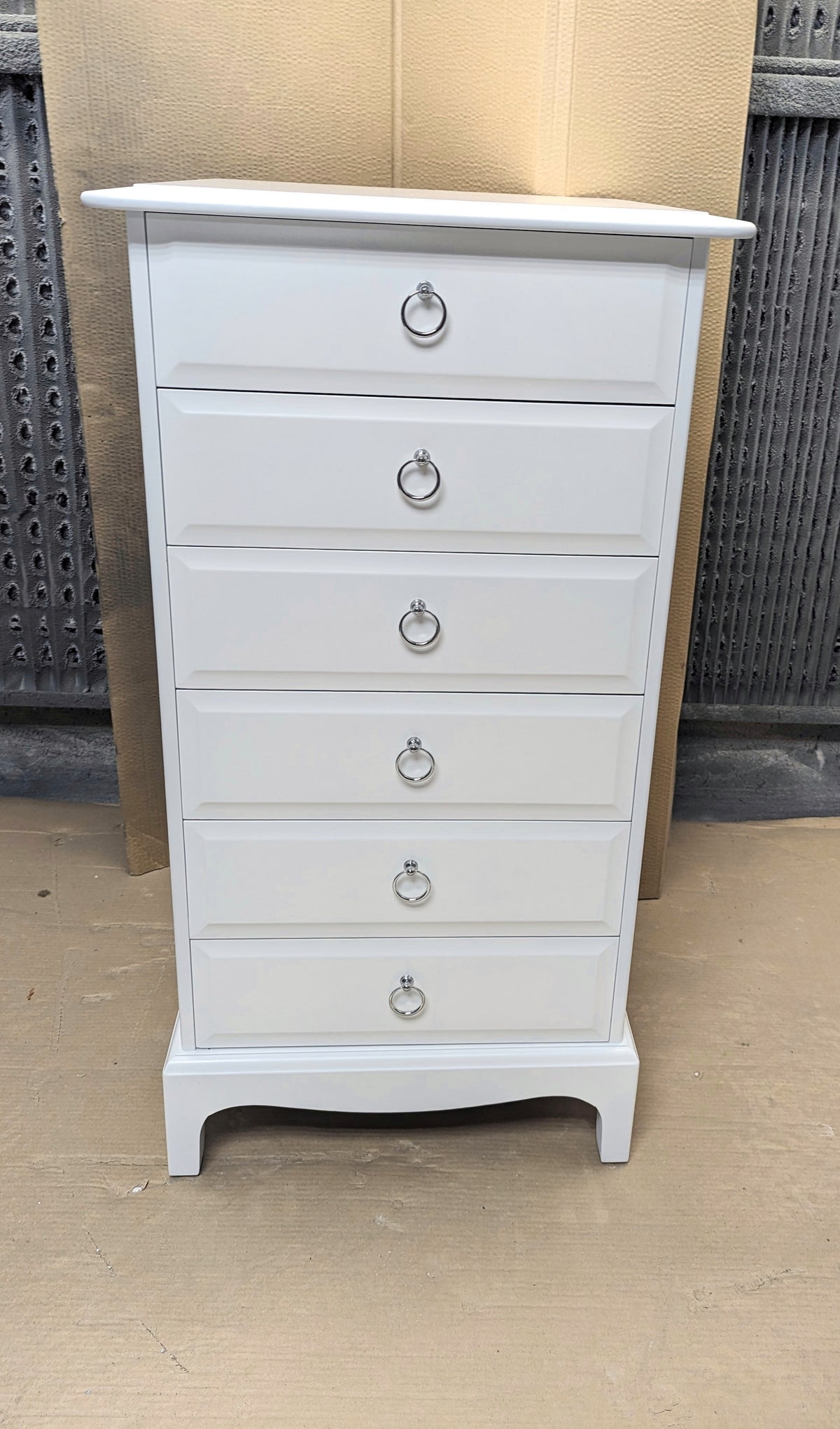 Tall narrow stag chest of drawers