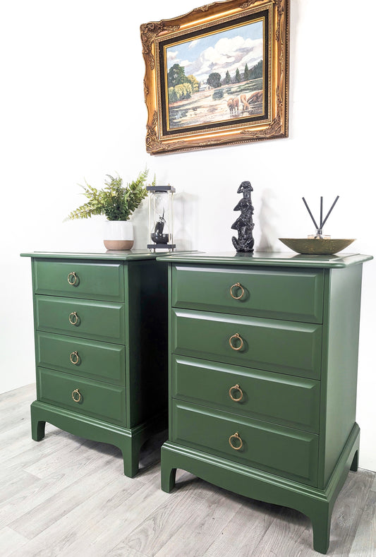 Stag Minstrel 4 Drawer Pair of Bedsides Green