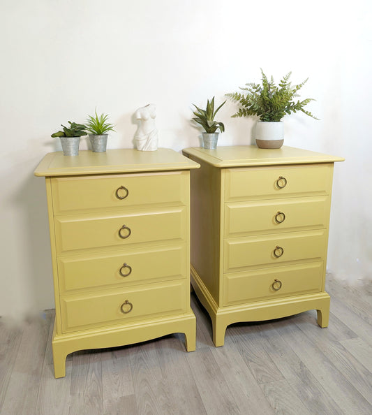 Stag Minstrel 4 Drawer Pair of Bedsides in funky Yellow