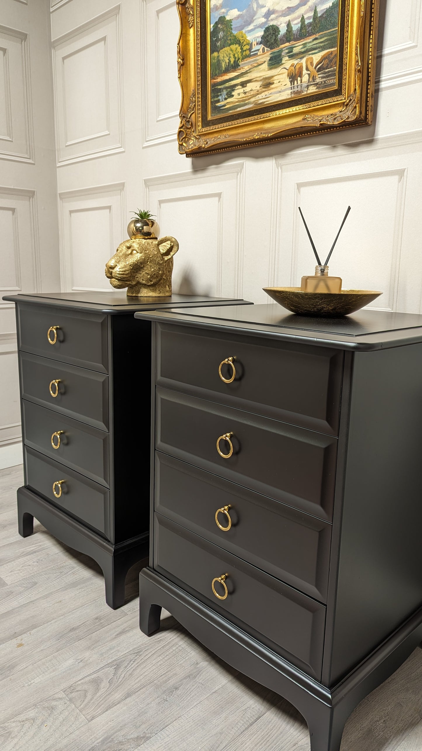 Stag Minstrel 4 Drawer Pair of Bedsides Black