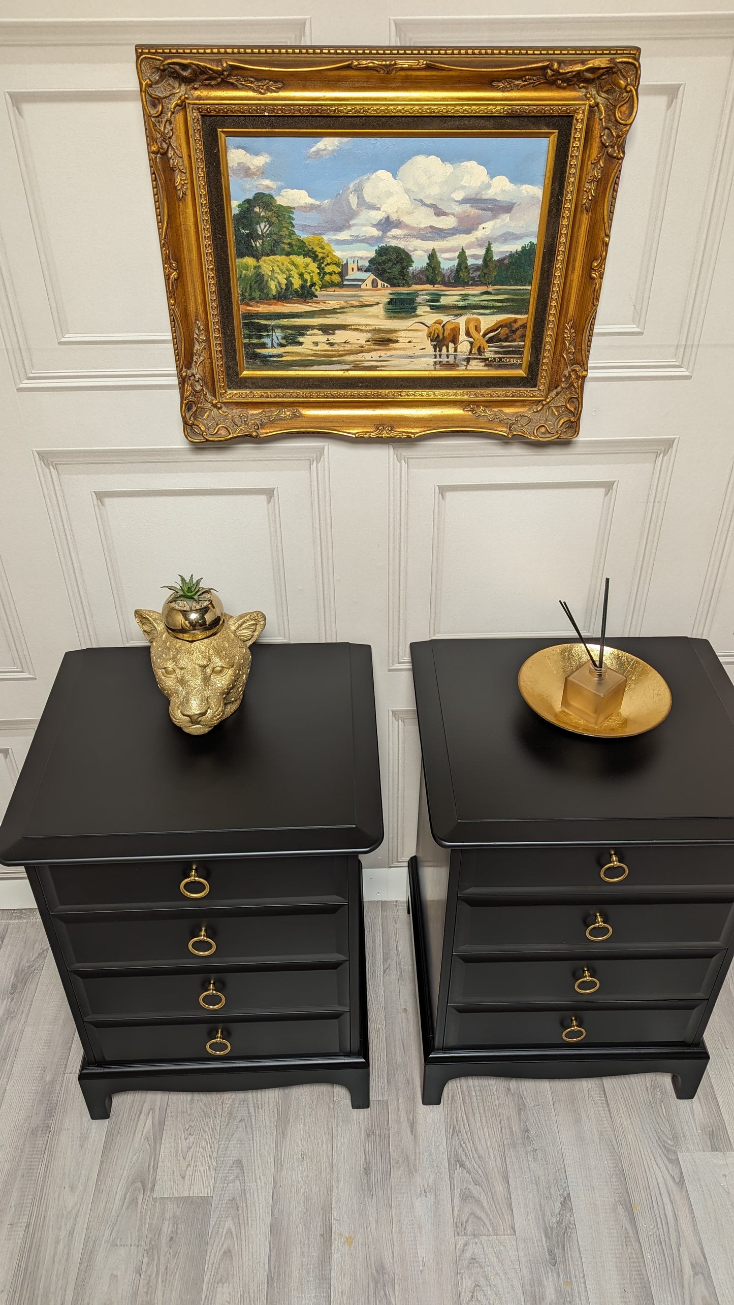 Stag Minstrel 4 Drawer Pair of Bedsides Black
