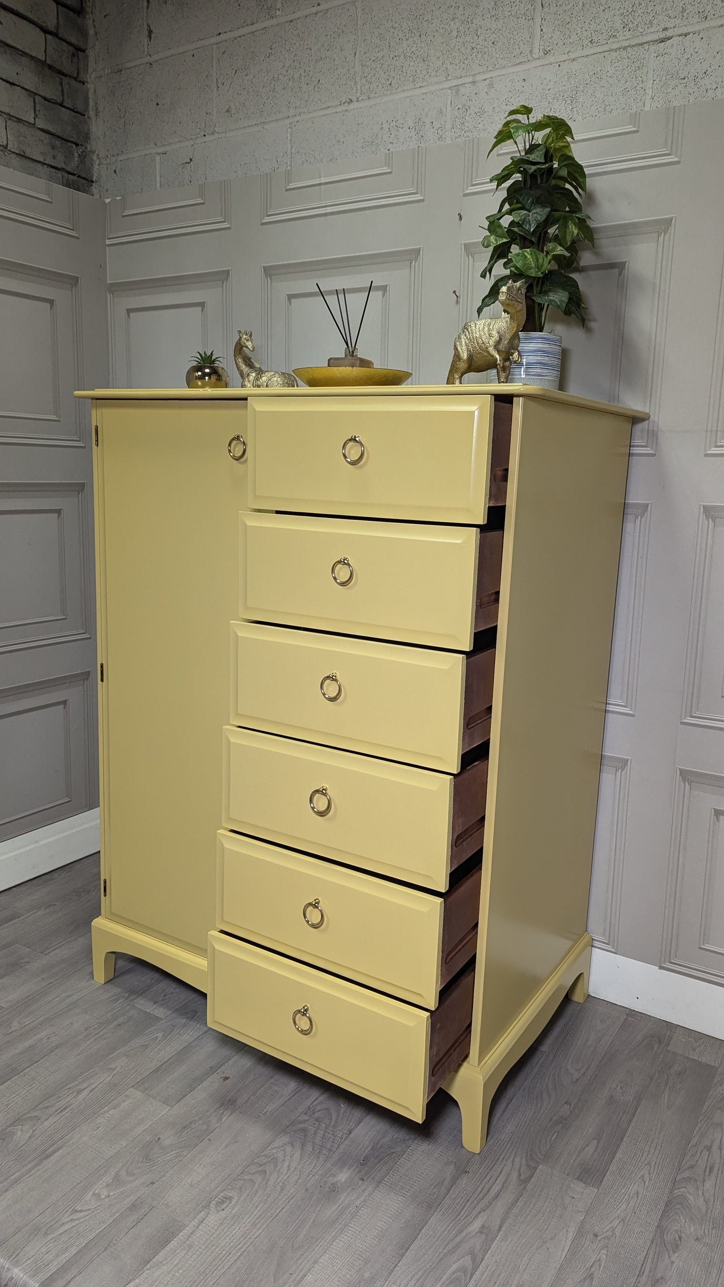 Stag Minstrel Painted Wardrobe Chest | Tallboy Storage with Drawers