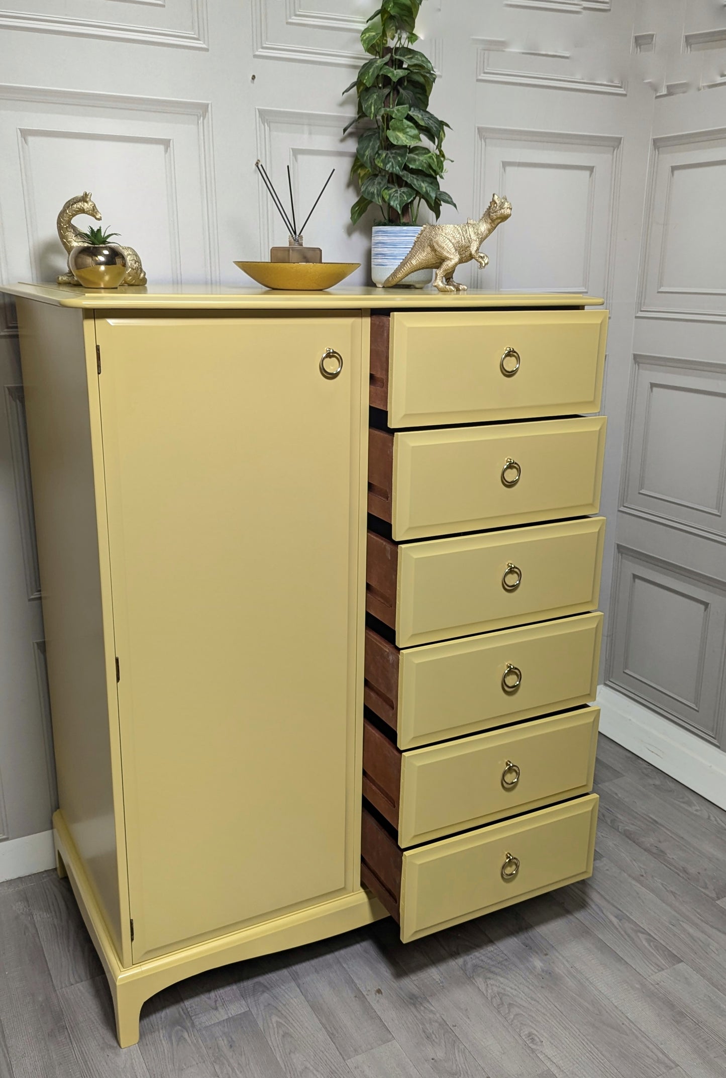 Stag Minstrel Painted Wardrobe Chest | Tallboy Storage with Drawers
