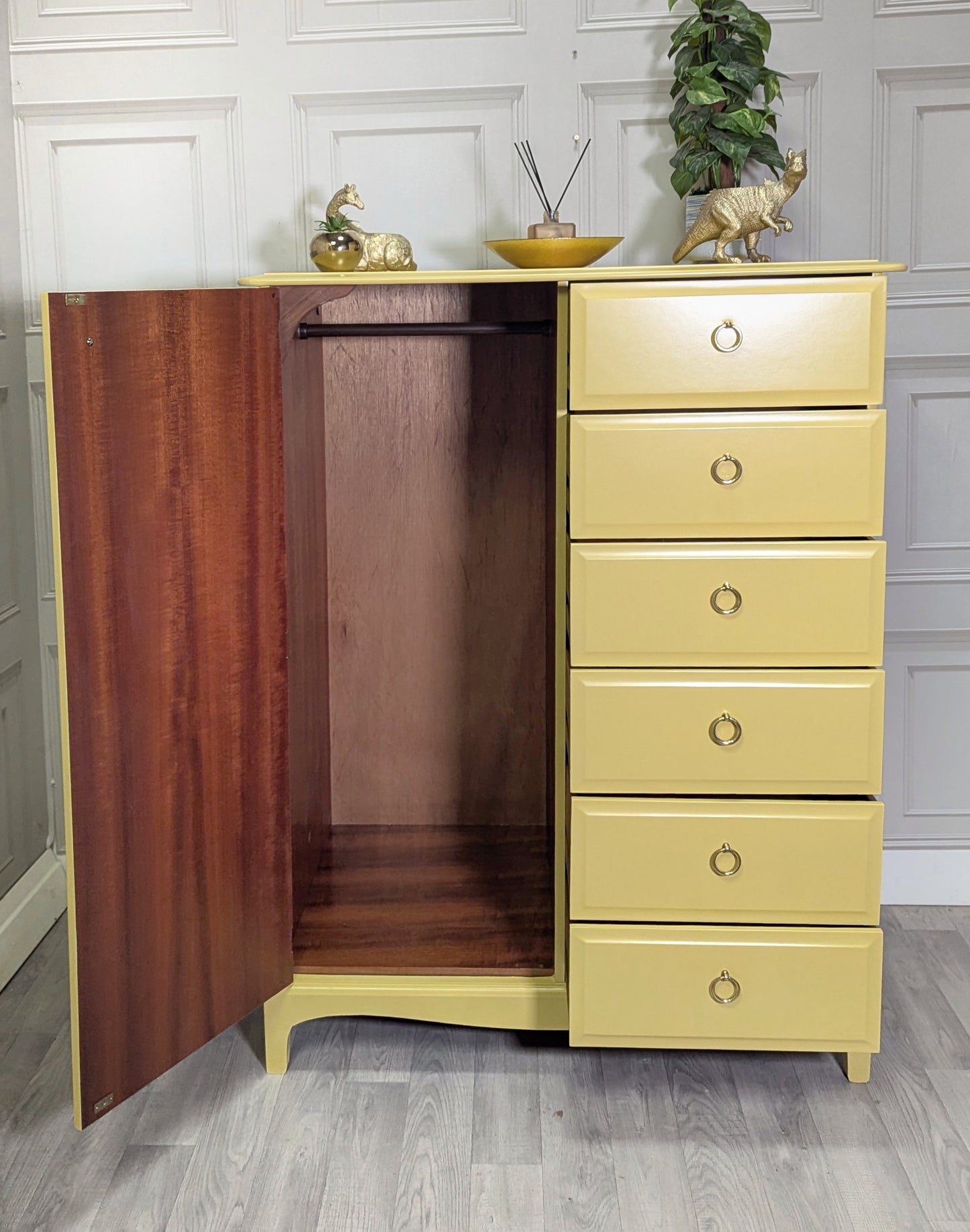 Stag Minstrel Painted Wardrobe Chest | Tallboy Storage with Drawers