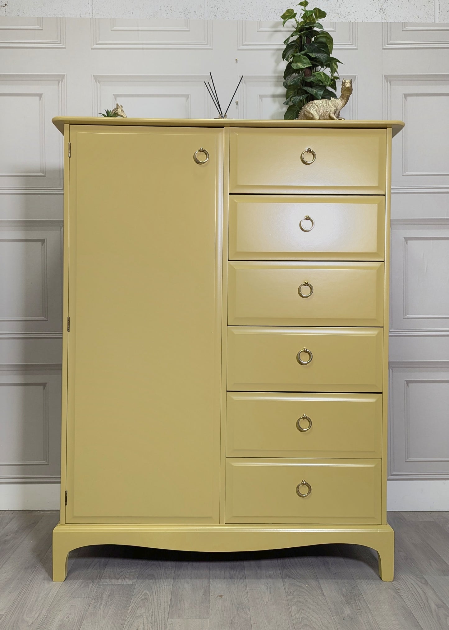 Stag Minstrel Painted Wardrobe Chest | Tallboy Storage with Drawers