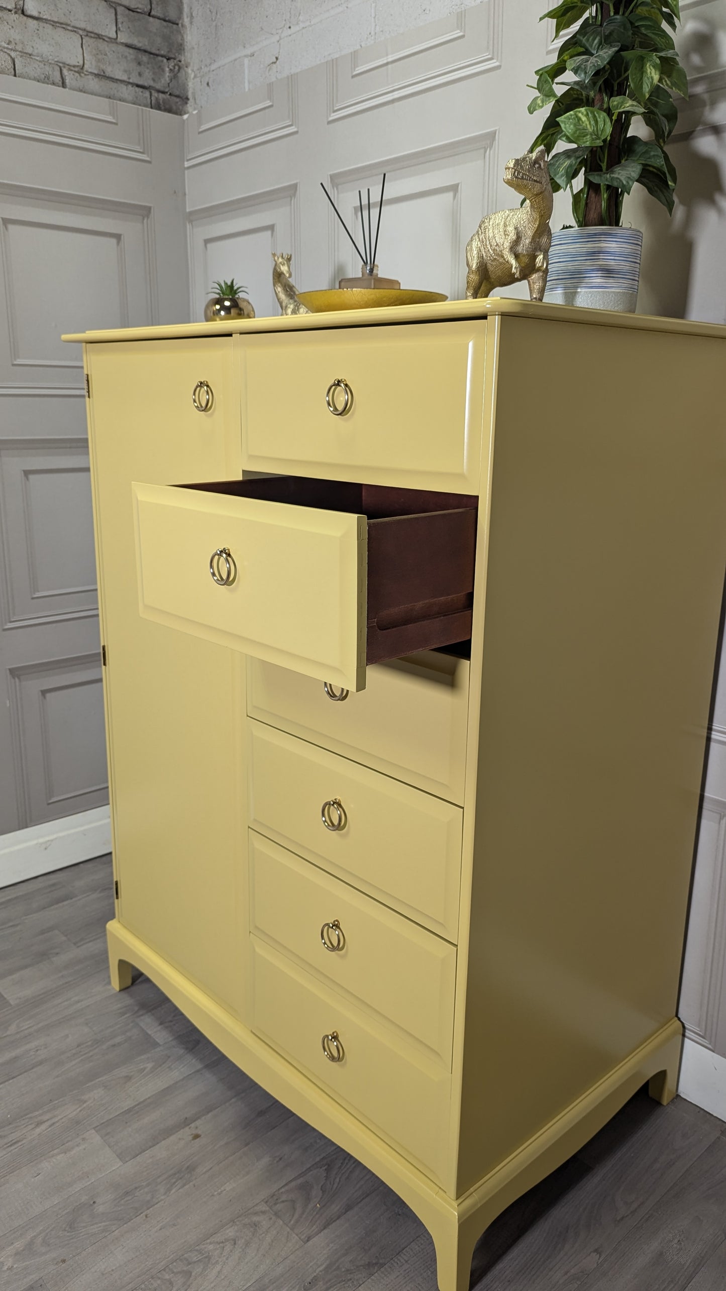 Stag Minstrel Painted Wardrobe Chest | Tallboy Storage with Drawers