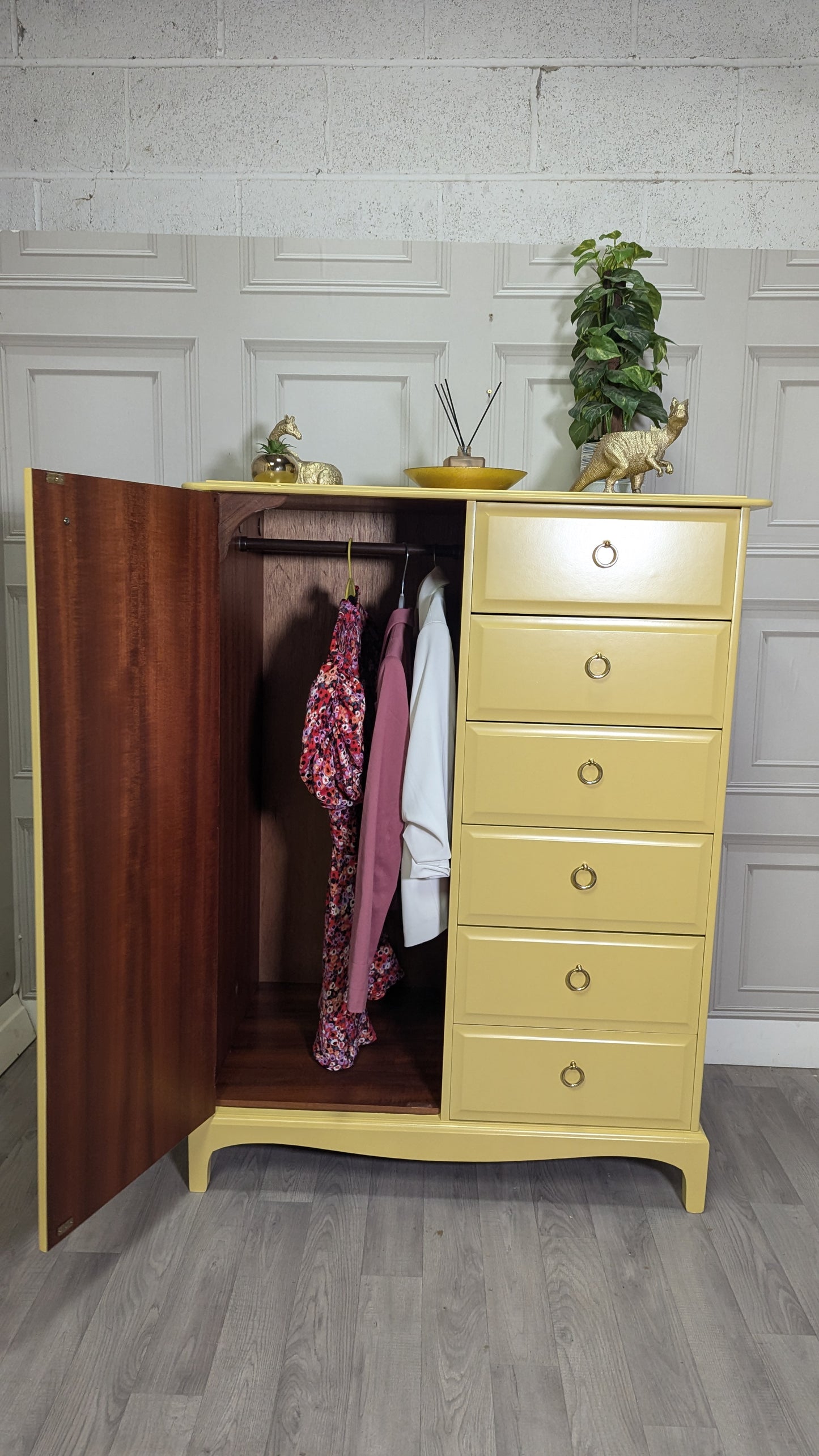 Stag Minstrel Painted Wardrobe Chest | Tallboy Storage with Drawers