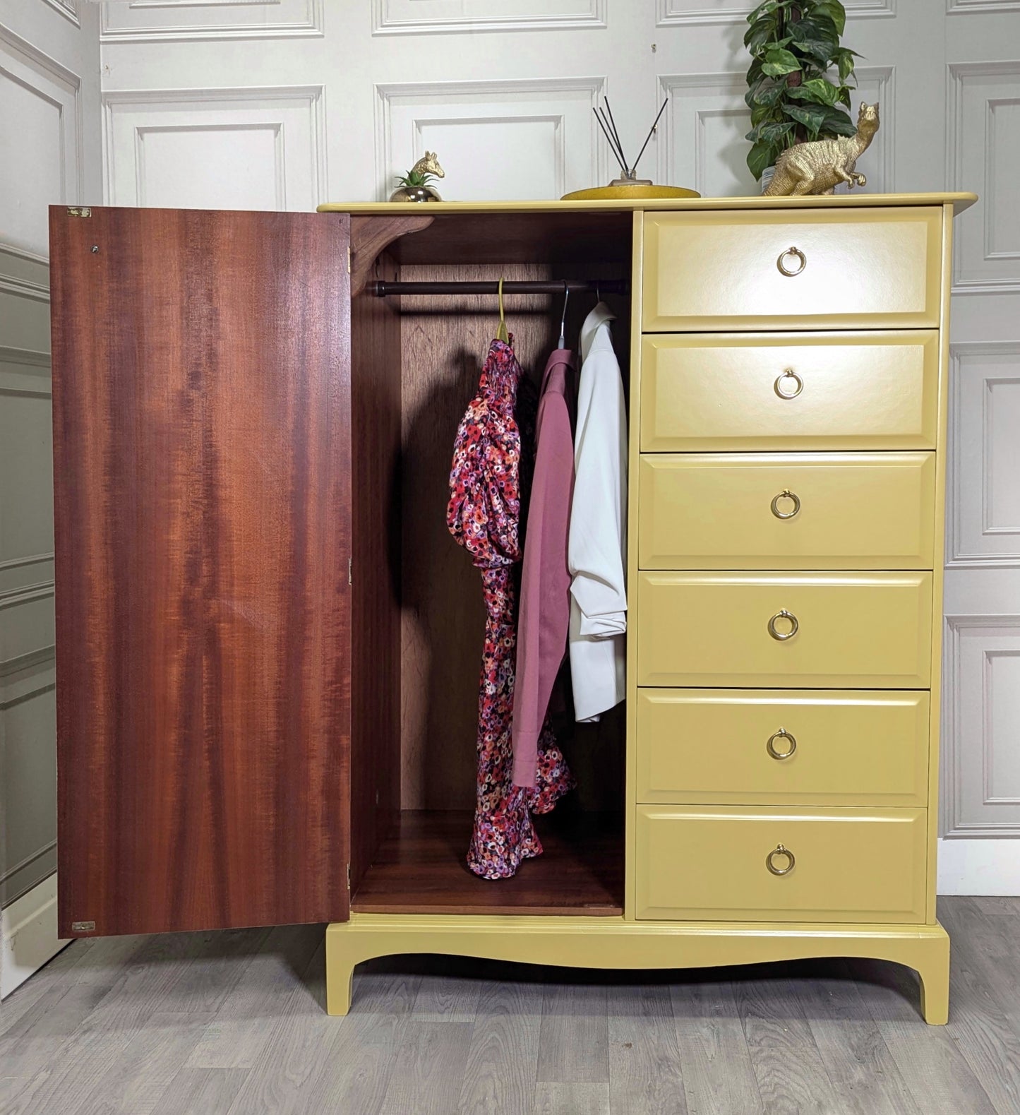 Stag Minstrel Painted Wardrobe Chest | Tallboy Storage with Drawers