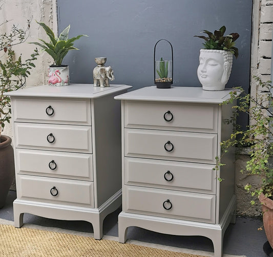 Stag Minstrel 4 Drawer Pair of Bedsides Grey