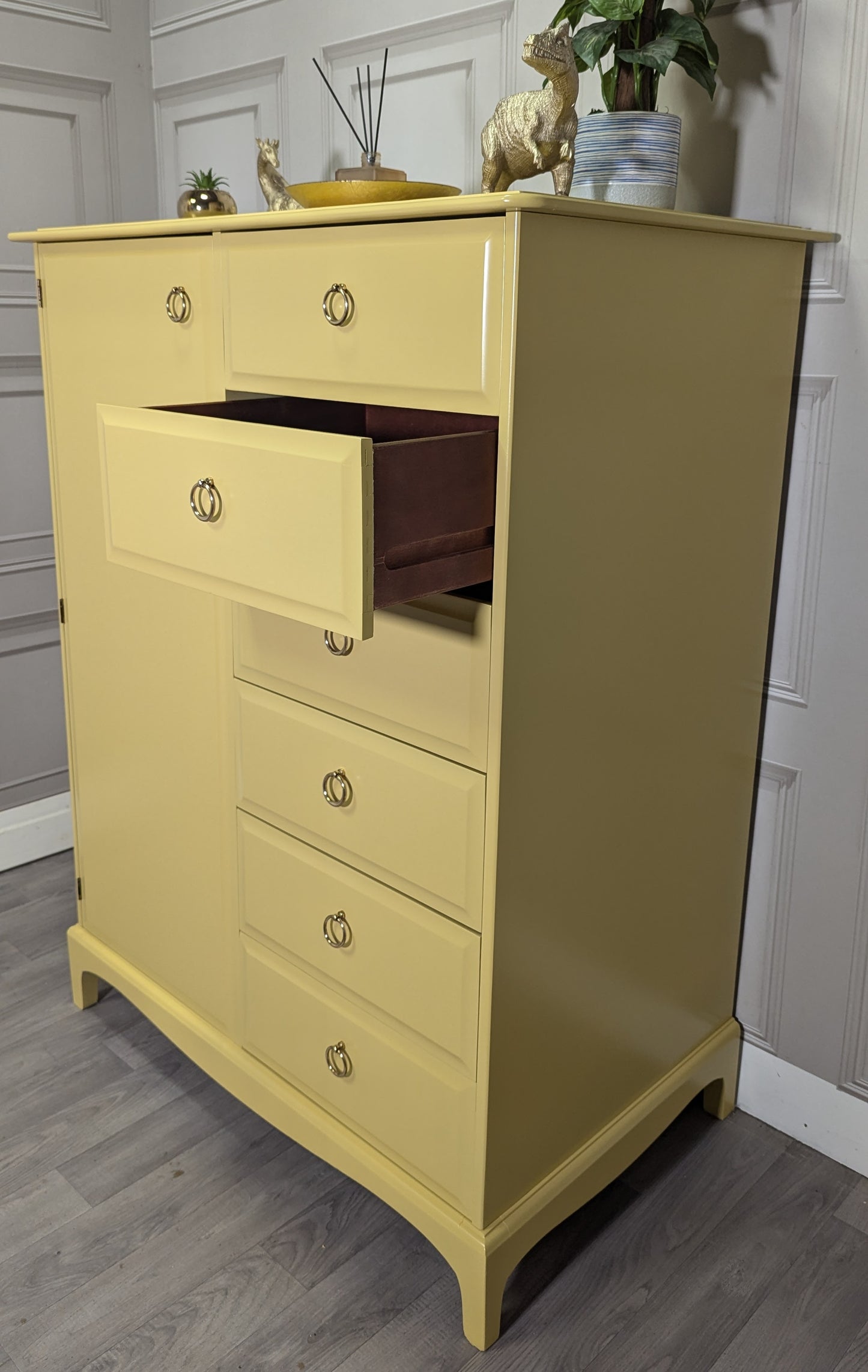 Stag Minstrel Painted Wardrobe Chest | Tallboy Storage with Drawers