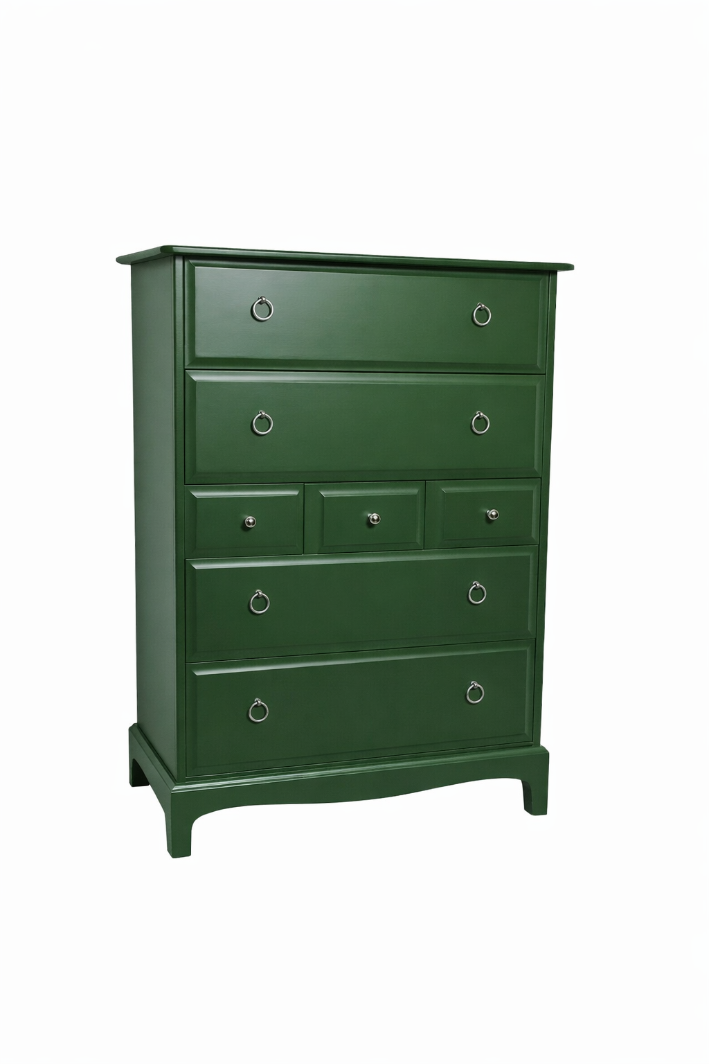 Stag minstrel white tallboy 7 drawer chest of drawers, professionally sprayed green