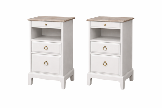 Pair of Slim Stag Bedsides one colour, exposed tops
