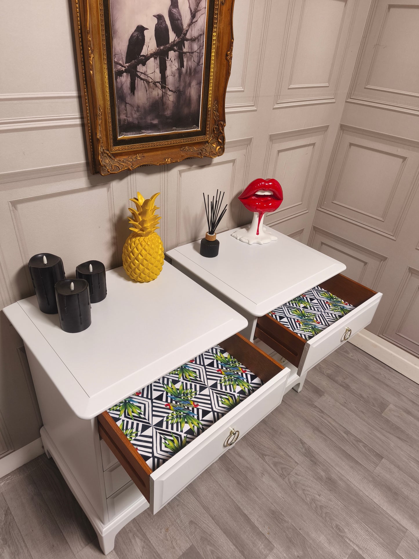 Stag Minstrel 4 Drawer Pair of Bedsides off white