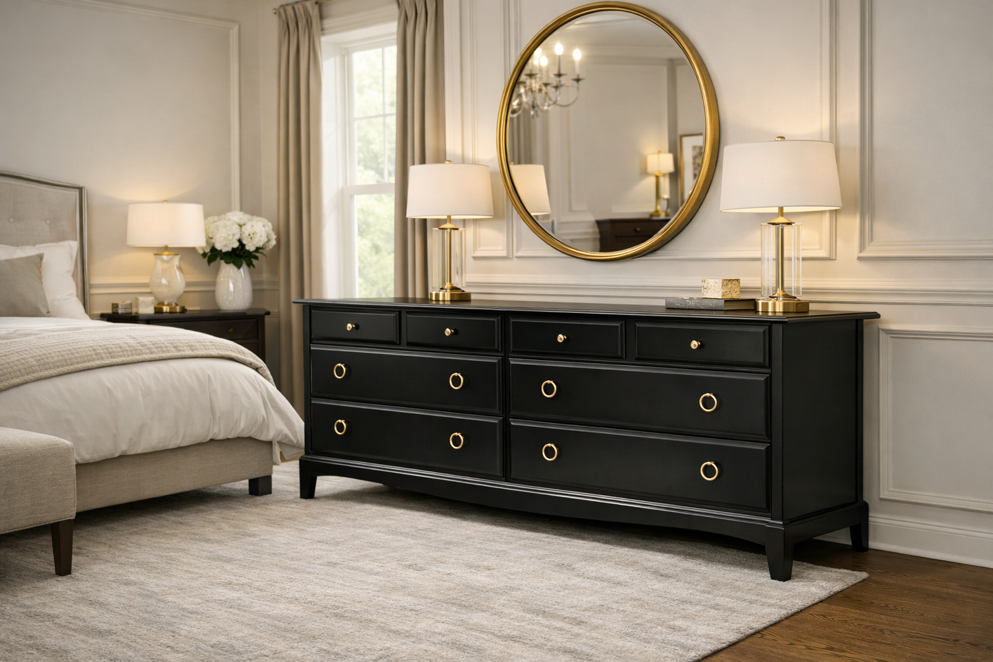 Stag Minstrel Captains Chest , 8 Drawer Captains Chest in Black