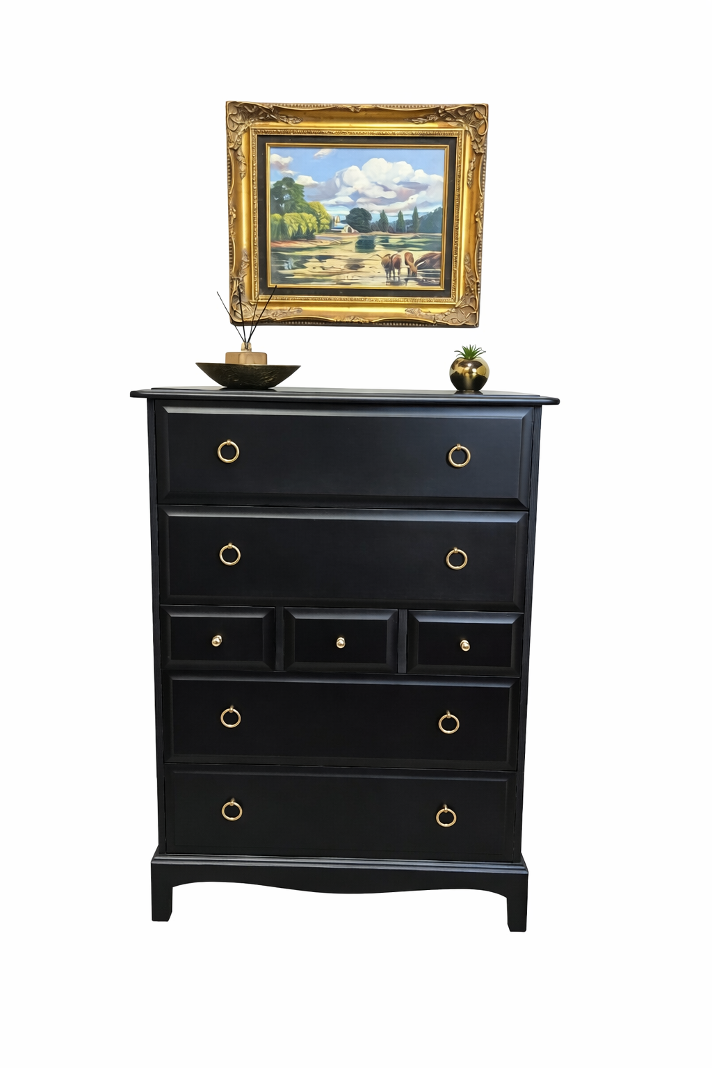 Stag minstrel white tallboy 7 drawer chest of drawers, professionally sprayed black