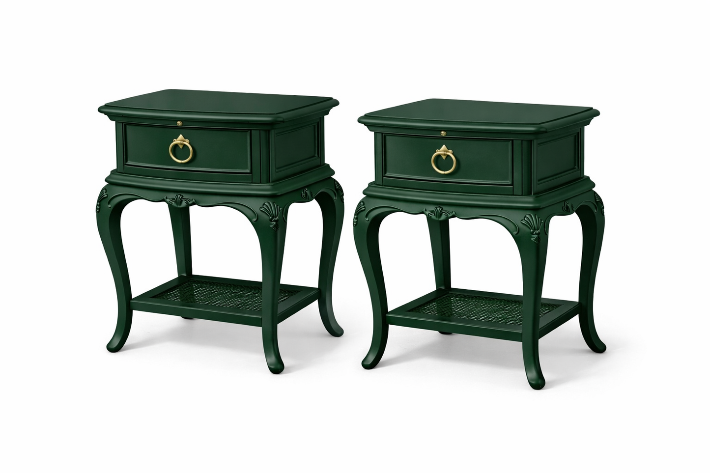 Pair of Willis & Gambier Bedside Tables – Studio Green. Professionally Sprayed