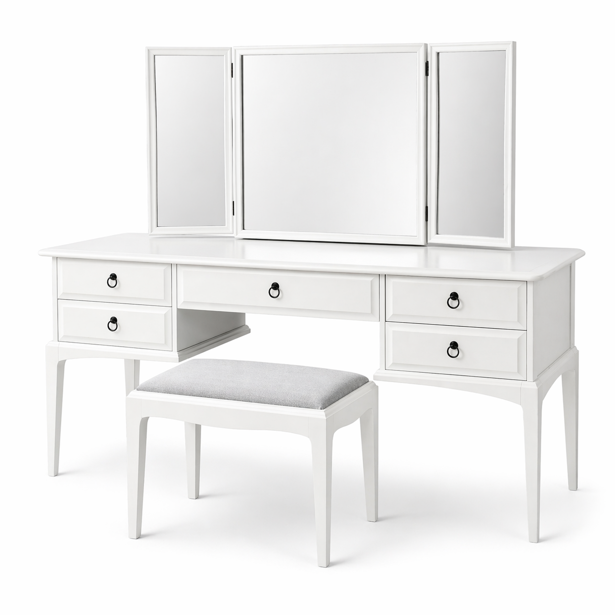 White stag minstrel dressing table with 3 way mirror and stool
