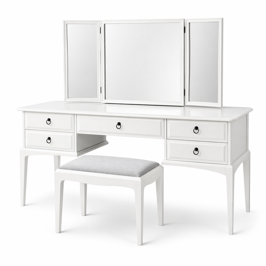 White stag minstrel dressing table with 3 way mirror and stool