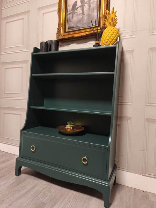 Green Stag Minstrel Bookcase , Stag Furniture, Painted Stag Furniture, Professionally Sprayed Furniture