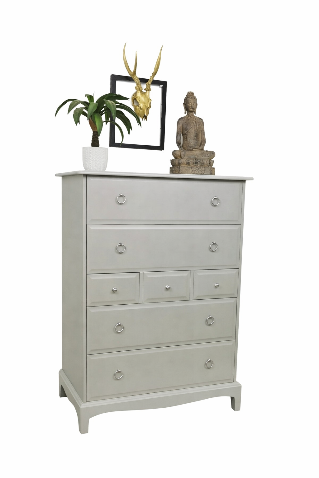 Stag minstrel grey tallboy 7 drawer chest of drawers, professionally sprayed grey