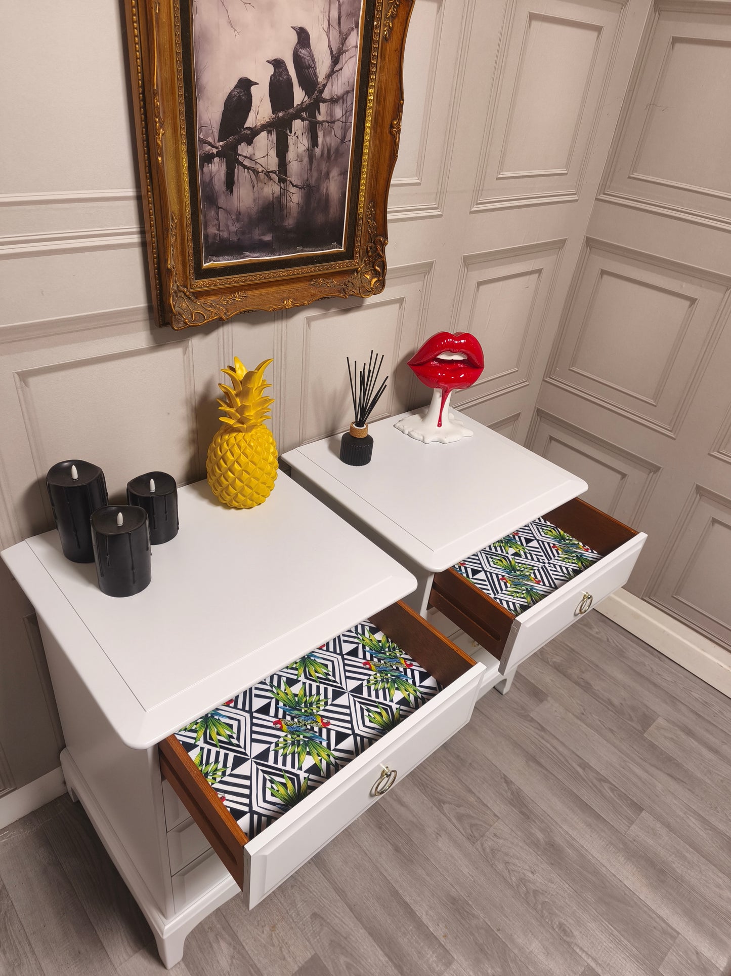 Stag Minstrel 4 Drawer Pair of Bedsides off white