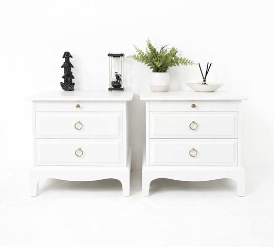 White tea tray bedside tables