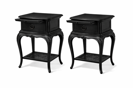 Pair of Willis & Gambier Bedside Tables – Black. Professionally Sprayed